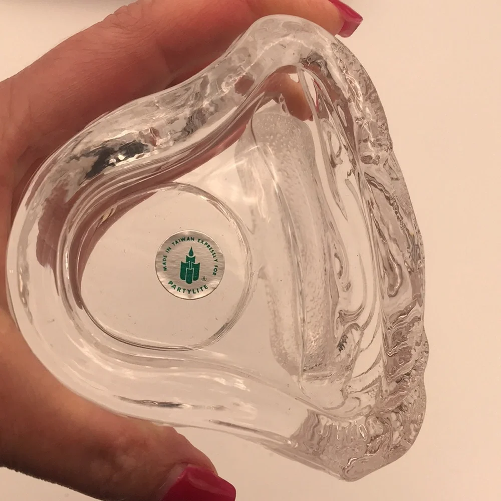VTG PartyLite Glass Dolphin‎ on a Wave Tealight Holder